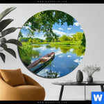 Bild Edelstahloptik Flusslandschaft Rund Produktvorschau mit dem Bild Flusslandschaft im Format Rund.