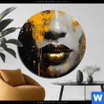 Bild Edelstahloptik Frau Mit Goldfarbe Rund Produktvorschau mit dem Bild Frau mit Goldfarbe im Format Rund.