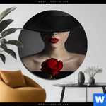Bild Edelstahloptik Frau Mit Hut Rose Rund Produktvorschau mit dem Bild Frau mit Hut & Rose im Format Rund.