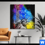 Bild Edelstahloptik Freiheitsstatue Pop Art No 2 Quadrat Produktvorschau mit dem Bild Freiheitsstatue Pop Art No.2 im Format Quadrat.