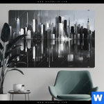 Bild Edelstahloptik Futuristische Skyline Querformat Produktvorschau mit dem Bild Futuristische Skyline im Format Querformat.