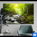 Bild Edelstahloptik Gebirgsfluss Im Wald Querformat Produktvorschau mit dem Bild Gebirgsfluss im Wald im Format Querformat.