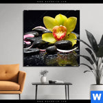 Bild Edelstahloptik Gelbe Orchidee Quadrat Produktvorschau mit dem Bild Gelbe Orchidee im Format Quadrat.