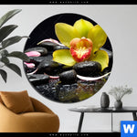 Bild Edelstahloptik Gelbe Orchidee Rund Produktvorschau mit dem Bild Gelbe Orchidee im Format Rund.