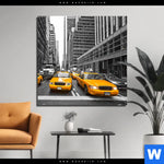 Bild Edelstahloptik Gelbe Taxis New York Quadrat Produktvorschau mit dem Bild Gelbe Taxis New York im Format Quadrat.