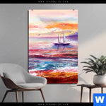 Bild Edelstahloptik Gemaelde Mit Boot Im Sonnenuntergang Hochformat Produktvorschau mit dem Bild Gemälde mit Boot im Sonnenuntergang im Format Hochformat.
