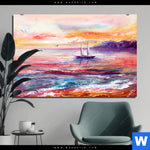 Bild Edelstahloptik Gemaelde Mit Boot Im Sonnenuntergang Querformat Produktvorschau mit dem Bild Gemälde mit Boot im Sonnenuntergang im Format Querformat.