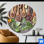 Bild Edelstahloptik Gewuerze Auf Holzloeffeln Rund Produktvorschau mit dem Bild Gewürze auf Holzlöffeln im Format Rund.