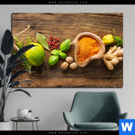 Bild Edelstahloptik Gewuerze Kraeuter Auf Holz Querformat Produktvorschau mit dem Bild Gewürze & Kräuter auf Holz im Format Querformat.