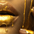 Bild Edelstahloptik Goldene Lippen Querformat