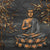 Bild Edelstahloptik Goldener Buddha Bambus Quadrat Motivvorschau