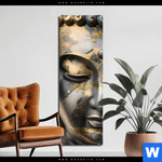 Bild Edelstahloptik Goldener Buddha Fluid Art Schmal Produktvorschau mit dem Bild Goldener Buddha Fluid Art im Format Schmal.