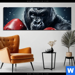 Bild Edelstahloptik Gorilla Mit Roten Boxhandschuhen Panorama Produktvorschau mit dem Bild Gorilla mit roten Boxhandschuhen im Format Panorama.