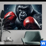 Bild Edelstahloptik Gorilla Mit Roten Boxhandschuhen Querformat Produktvorschau mit dem Bild Gorilla mit roten Boxhandschuhen im Format Querformat.