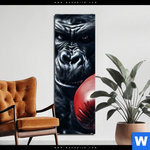 Bild Edelstahloptik Gorilla Mit Roten Boxhandschuhen Schmal Produktvorschau mit dem Bild Gorilla mit roten Boxhandschuhen im Format Schmal.