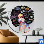 Bild Edelstahloptik Graffiti Afro No 1 Rund Produktvorschau mit dem Bild Graffiti Afro No.1 im Format Rund.