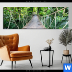 Bild Edelstahloptik Haengebruecke Im Dschungel Panorama Produktvorschau mit dem Bild Hängebrücke im Dschungel im Format Panorama.