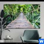 Bild Edelstahloptik Haengebruecke Im Dschungel Querformat Produktvorschau mit dem Bild Hängebrücke im Dschungel im Format Querformat.