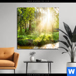 Bild Edelstahloptik Herbstlicher Wald Quadrat Produktvorschau mit dem Bild Herbstlicher Wald im Format Quadrat.
