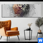 Bild Edelstahloptik Hirsch Grunge Stil Panorama Produktvorschau mit dem Bild Hirsch - Grunge-Stil im Format Panorama.