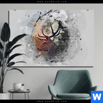 Bild Edelstahloptik Hirsch Grunge Stil Querformat Produktvorschau mit dem Bild Hirsch - Grunge-Stil im Format Querformat.
