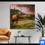 Bild Edelstahloptik Hirsch In Gebirgslandschaft Quadrat Produktvorschau mit dem Bild Hirsch in Gebirgslandschaft im Format Quadrat.