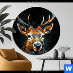 Bild Edelstahloptik Hirsch Kopf Rund Produktvorschau mit dem Bild Hirsch-Kopf im Format Rund.