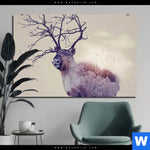 Bild Edelstahloptik Hirsch Wald No 1 Querformat Produktvorschau mit dem Bild Hirsch & Wald No.1 im Format Querformat.