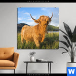 Bild Edelstahloptik Hochland Bulle Quadrat Produktvorschau mit dem Bild Hochland-Bulle im Format Quadrat.