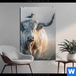 Bild Edelstahloptik Hochlandrind Bunter Vogel Hochformat Produktvorschau mit dem Bild Hochlandrind & bunter Vogel im Format Hochformat.