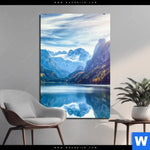 Bild Edelstahloptik Idyllischer Bergsee Im Gebirge Hochformat Produktvorschau mit dem Bild Idyllischer Bergsee im Gebirge im Format Hochformat.