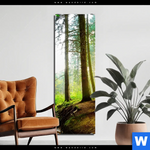 Bild Edelstahloptik Idyllischer Wald Bei Sonnenaufgang Schmal Produktvorschau mit dem Bild Idyllischer Wald bei Sonnenaufgang im Format Schmal.