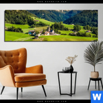 Bild Edelstahloptik Idyllisches Dorf In Den Bergen Panorama Produktvorschau mit dem Bild Idyllisches Dorf in den Bergen im Format Panorama.