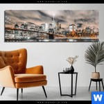 Bild Edelstahloptik Innenstadt Von Manhattan Panorama Produktvorschau mit dem Bild Innenstadt von Manhattan im Format Panorama.