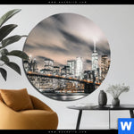 Bild Edelstahloptik Innenstadt Von Manhattan Rund Produktvorschau mit dem Bild Innenstadt von Manhattan im Format Rund.