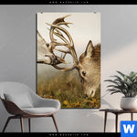 Bild Edelstahloptik Kaempfende Hirsche Hochformat Produktvorschau mit dem Bild Kämpfende Hirsche im Format Hochformat.