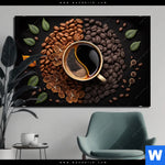 Bild Edelstahloptik Kaffee Mit Blattdekoration Querformat Produktvorschau mit dem Bild Kaffee mit Blattdekoration im Format Querformat.