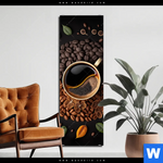 Bild Edelstahloptik Kaffee Mit Blattdekoration Schmal Produktvorschau mit dem Bild Kaffee mit Blattdekoration im Format Schmal.