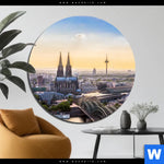 Bild Edelstahloptik Koelner Skyline Rund Produktvorschau mit dem Bild Kölner Skyline im Format Rund.