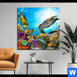 Bild Edelstahloptik Korallen Fische Quadrat Produktvorschau mit dem Bild Korallen & Fische im Format Quadrat.
