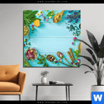 Bild Edelstahloptik Kraeuter Auf Blauem Holztisch Quadrat Produktvorschau mit dem Bild Kräuter auf blauem Holztisch im Format Quadrat.