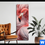 Bild Edelstahloptik Kuschelnde Flamingos Schmal Produktvorschau mit dem Bild Kuschelnde Flamingos im Format Schmal.