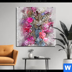 Bild Edelstahloptik Leopard Blumen Quadrat Produktvorschau mit dem Bild Leopard & Blumen im Format Quadrat.