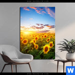 Bild Edelstahloptik Leuchtend Gelbe Sonnenblumen Am Abend Hochformat Produktvorschau mit dem Bild Leuchtend gelbe Sonnenblumen am Abend im Format Hochformat.