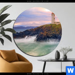 Bild Edelstahloptik Leuchtturm Bei Stuermischer See Rund Produktvorschau mit dem Bild Leuchtturm bei stürmischer See im Format Rund.