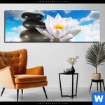 Bild Edelstahloptik Lilie Zensteine Panorama Produktvorschau mit dem Bild Lilie & Zensteine im Format Panorama.