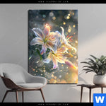 Bild Edelstahloptik Lilien Im Morgenlicht Hochformat Produktvorschau mit dem Bild Lilien im Morgenlicht im Format Hochformat.