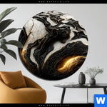 Bild Edelstahloptik Liquid Marmor Schwarz Gold Rund Produktvorschau mit dem Bild Liquid Marmor Schwarz Gold im Format Rund.