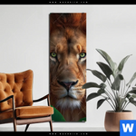 Bild Edelstahloptik Loewe Im Gruenen Regenwald Schmal Produktvorschau mit dem Bild Löwe im grünen Regenwald im Format Schmal.