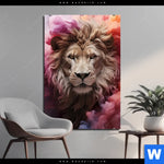 Bild Edelstahloptik Loewengesicht In Buntem Rauch Hochformat Produktvorschau mit dem Bild Löwengesicht in buntem Rauch im Format Hochformat.